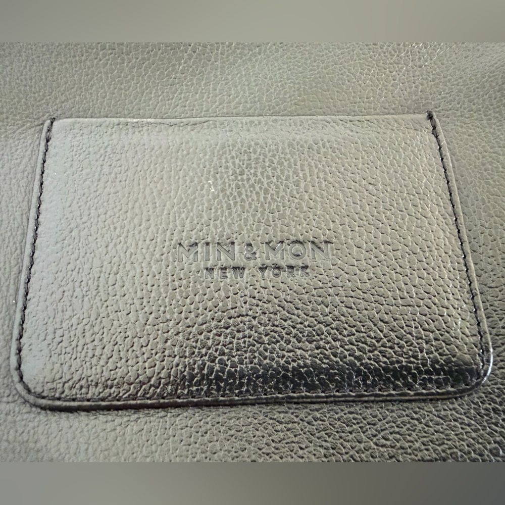 Min & Mon Vali Crossbody Small Black Leather Bag w/ black fur. “All Over Eyes” - Picture 4 of 16